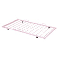 Twin Size Metal House Bed With Twin Size Trundle, Pink Twin Pink Metal