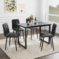 Dining Chairs Set Of 4, Modern Kitchen Dining Room Chairs, Pu Dining Chair Upholstered Cushion Seat And Sturdy Metal Legs Black Leather