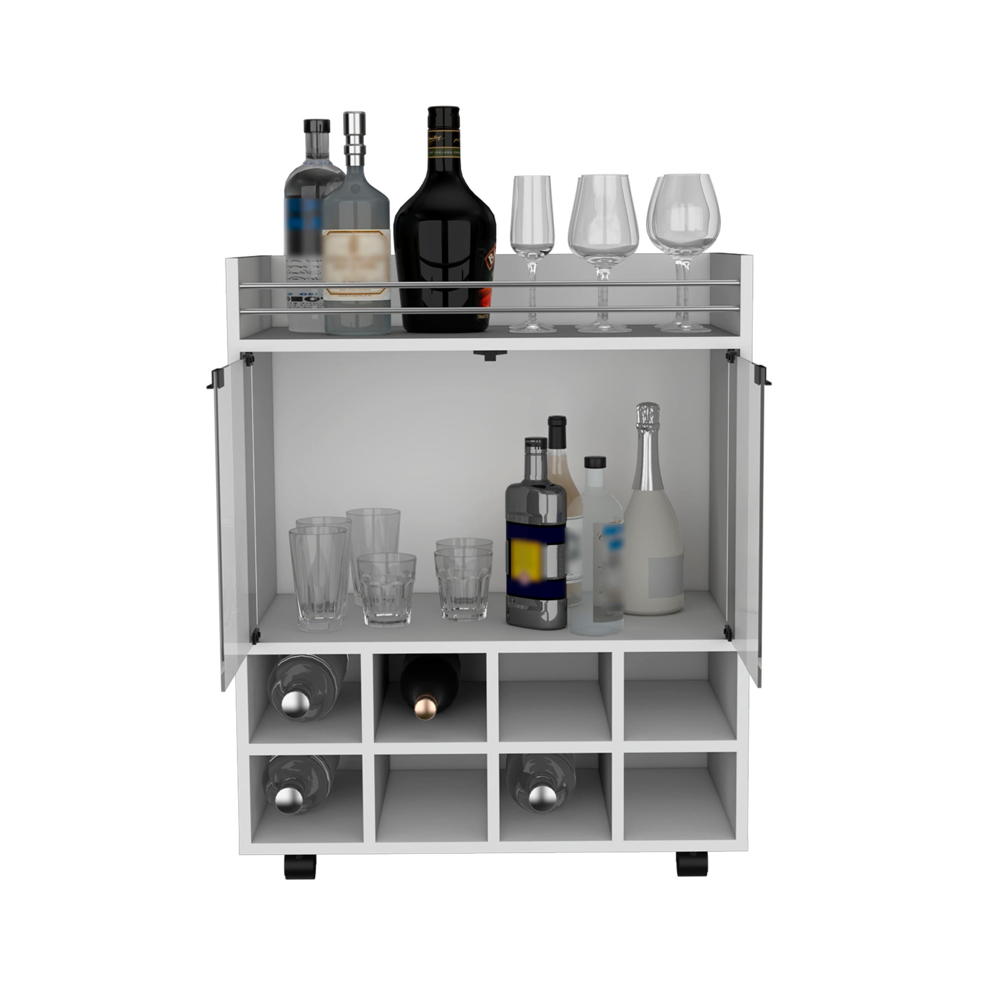 St Andrews Bar Cart With Built In 8 Bottle Rack -