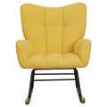 Teddy Fabric Rocking Chair, Modern Rocking Accent Chair For Nursery, Living Room, Bedroom, Yellow Metal Yellow Bedroom Foam Modern Rocking Chairs Foam Wood Metal