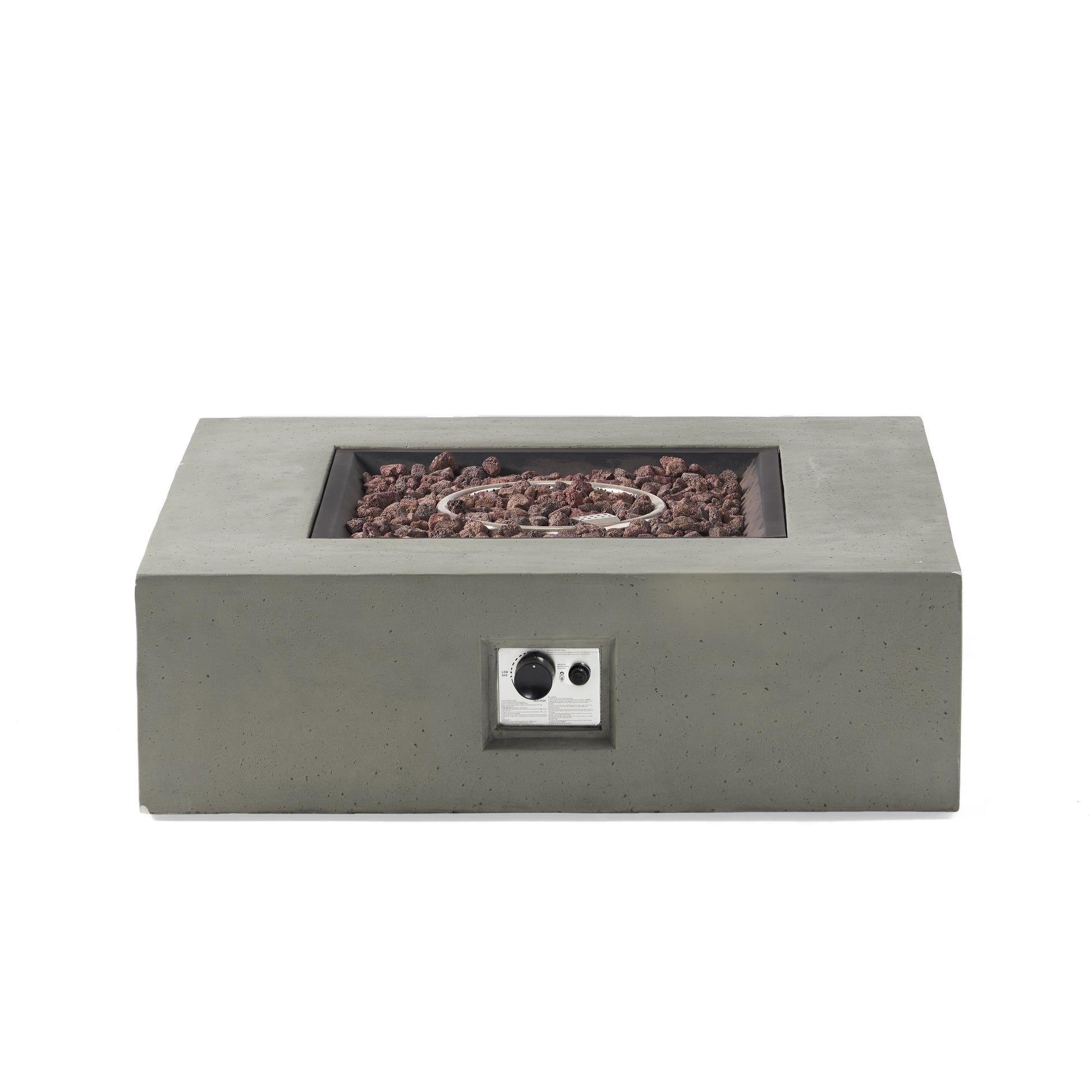 50000 Btu Square Mgo Fire Table Tank Outside Tank Cover Not Included Light Grey Magnesium Oxide