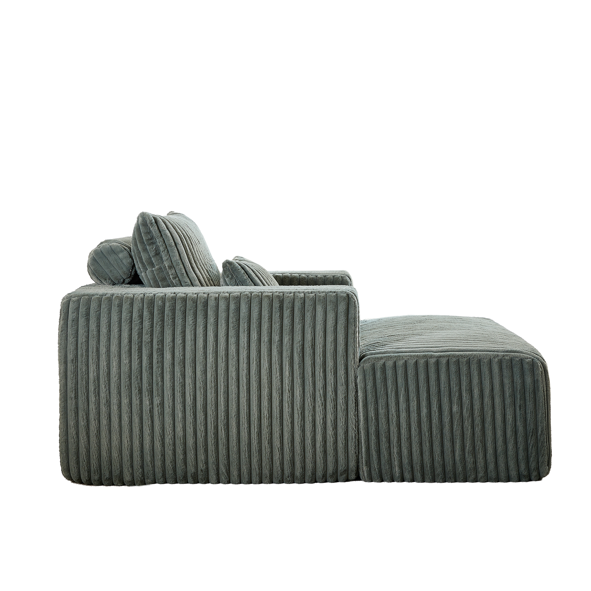 62.5 Inch Corduroy Sponge Sofa Lounge Chair With Removable Footrest,No Assembly Required,Fluffy Modern Sleeper Chair For Indoor Living Room Bedroom Army Green Foam Corduroy 1 Seat