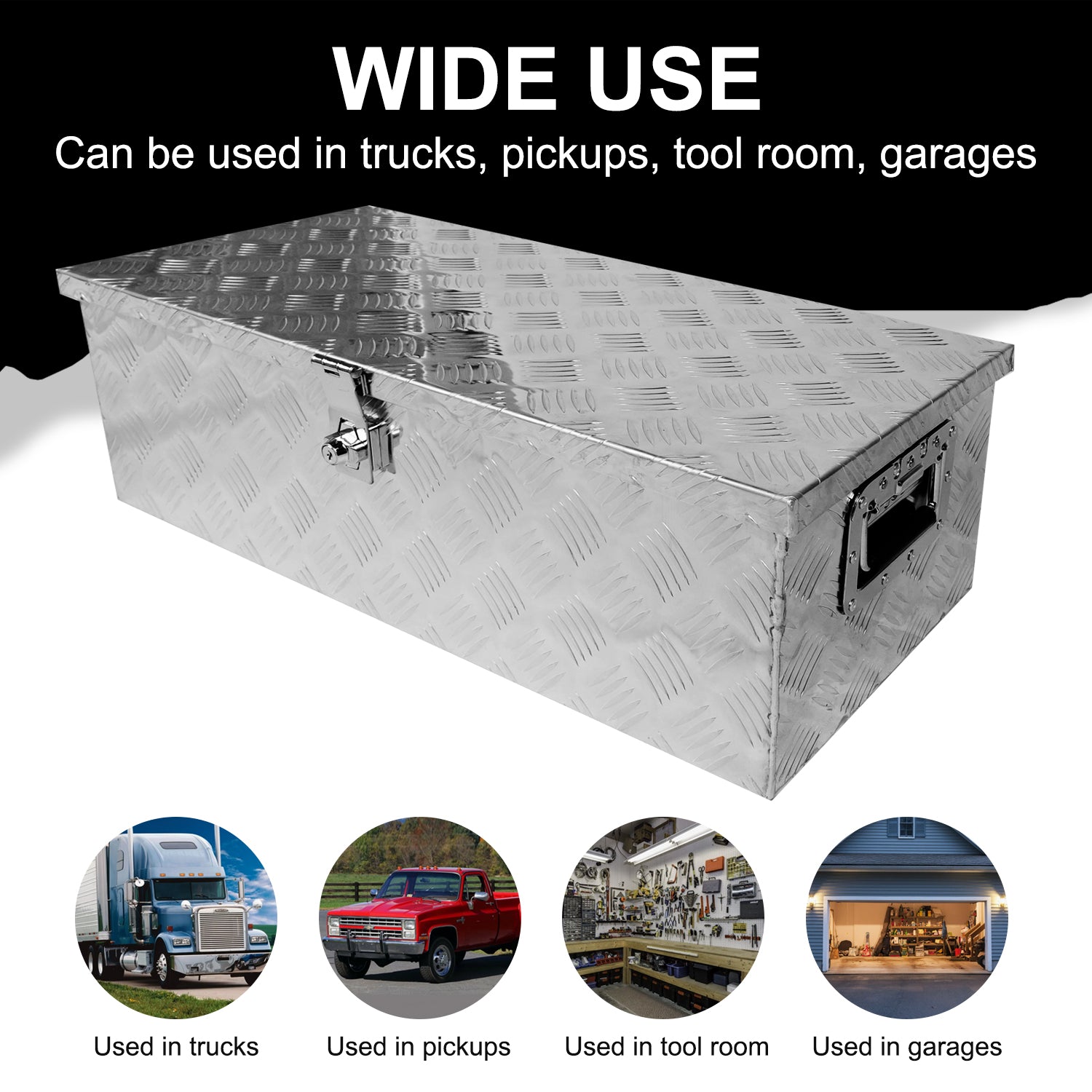 30 Inch Tool Box Underbody Flatbox Truck Car Outdoor Trailer Pickup,Rv Storage Organizer, Tools Chest Box W Side Handle & Lock Keys,Silver Aluminum 5 Bar Tread Toolbox 30.1"X12.8"X9.7" Silver Aluminium