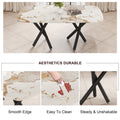 1 Table And 8 Chairs Set.A Rectangular Dining Table With A 0.39 Inch Imitation Marble Tabletop And Black Metal Legs.Paired With 8 Chairs With Pu Leather Seat Cushion And Black Metal Legs.F 1538,C 007 Black Glass Metal