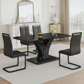 Table And Chair Set, Modern Dining Table, Black Tabletop And Black Mdf Leg Table, Soft And Comfortable Dining Chair, Perfect For Dinner, Meetings, Home And Office Decor Black Mdf