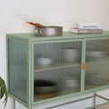 Mint Green Sideboard Storage Cabinet With Two Fluted Glass Doors Detachable Shelves Bottom Space For Living Room, Office, Dinging Room And Entryway Old Sku:W68743733 Green Steel