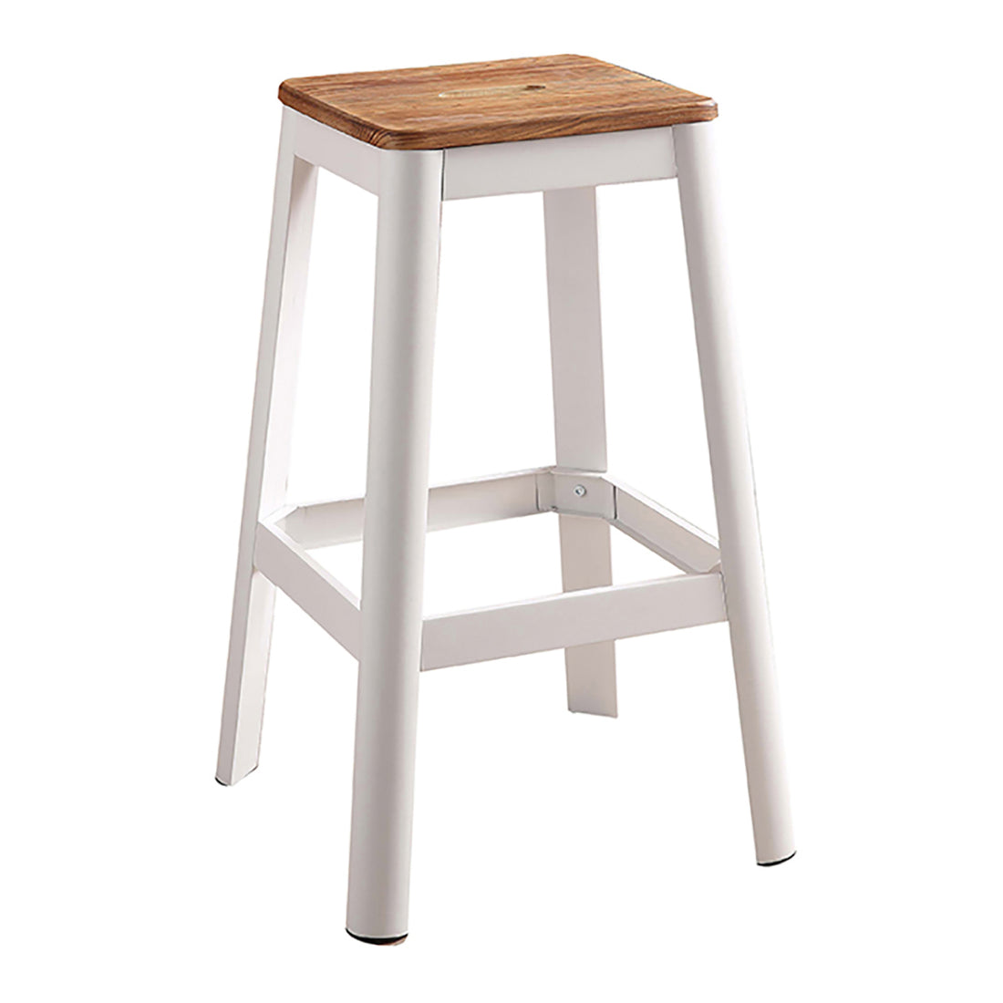 Natural And White Armless Bar Stool With Crossbar Support Natural White Bedroom Farmhouse Pine 1 Wood Metal