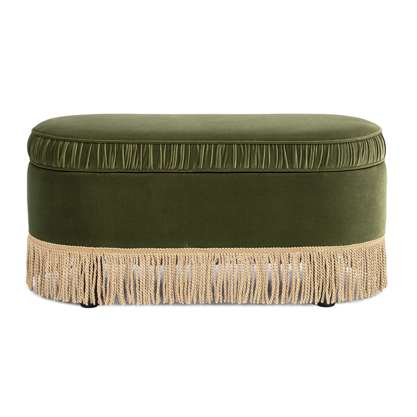 Serena 38" Oval Storage Bench Ottoman, Olive Green Performance Velvet Olive Green Foam Velvet