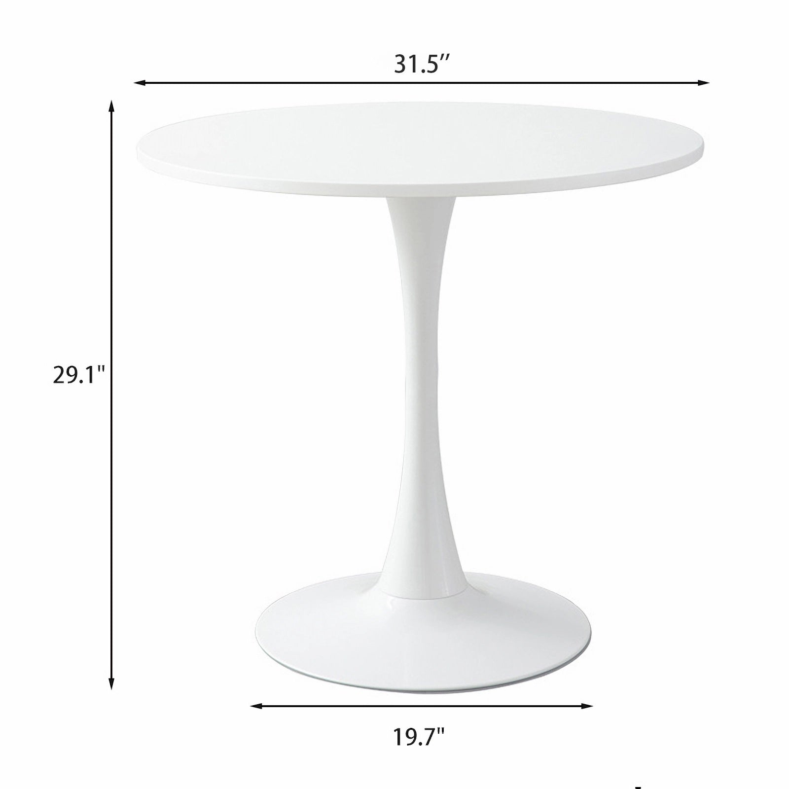 Modern Round Dining Table, 31.5'' Kitchen Dining Room Furniture, Coffee Table, Leisure Table, Living Room Table, White White Mdf Metal