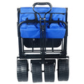 Folding Wagon Garden Shopping Beach Cart Blue Blue Metal