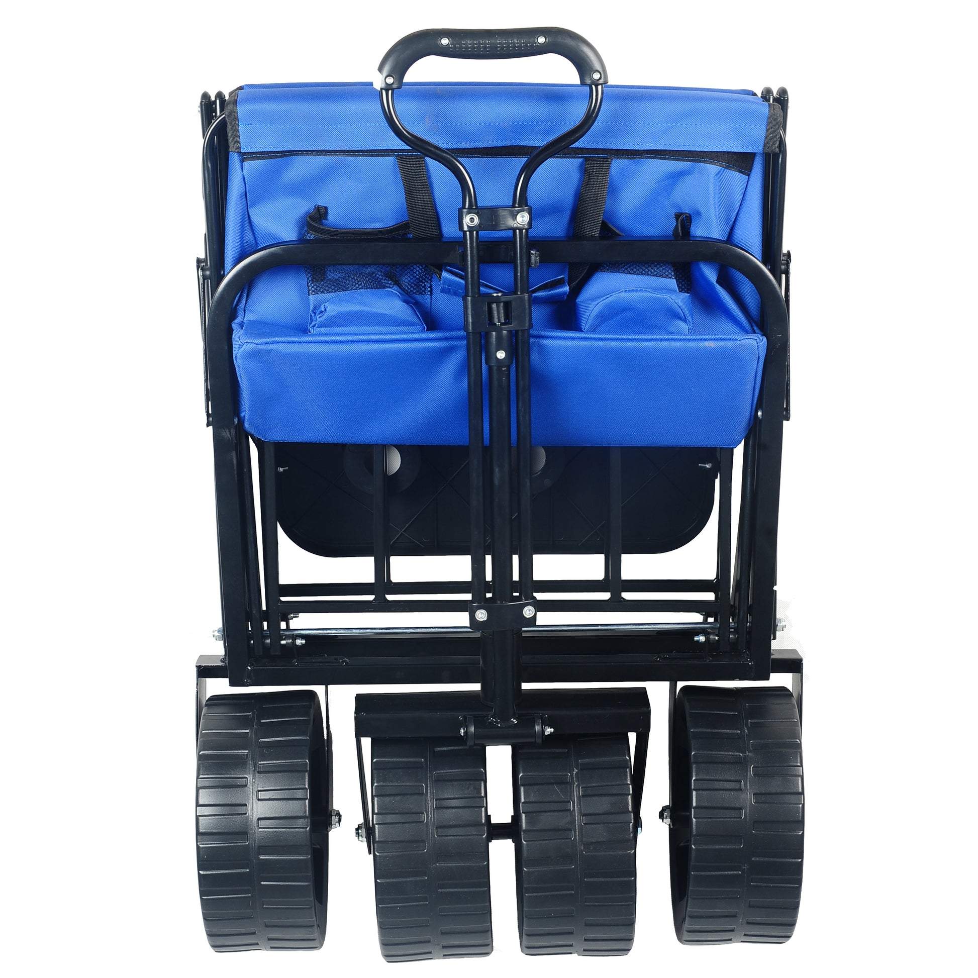 Folding Wagon Garden Shopping Beach Cart Blue Blue Metal