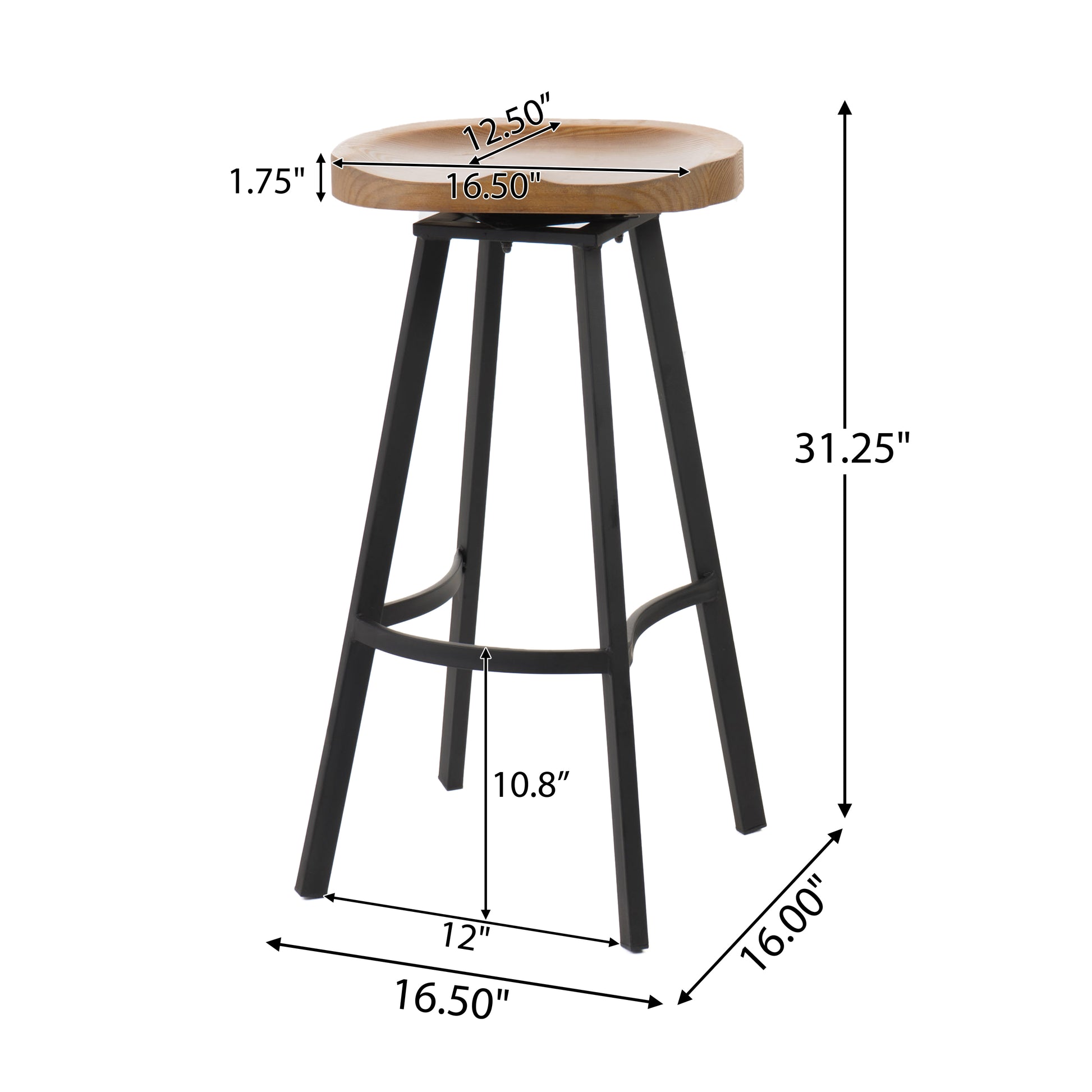 Swivel Barstool Set Of 2 Natural Solid Wood