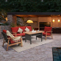 Outdoor Wicker Patio Furniture Sets 4 Pieces, All Weather Aluminum Rattan Padded Sofa Patio Conversation Sets With 2 Pillows For Porch Deck Garden Red Yes Red Garden & Outdoor Multiple Chairs Seating Group Aluminum