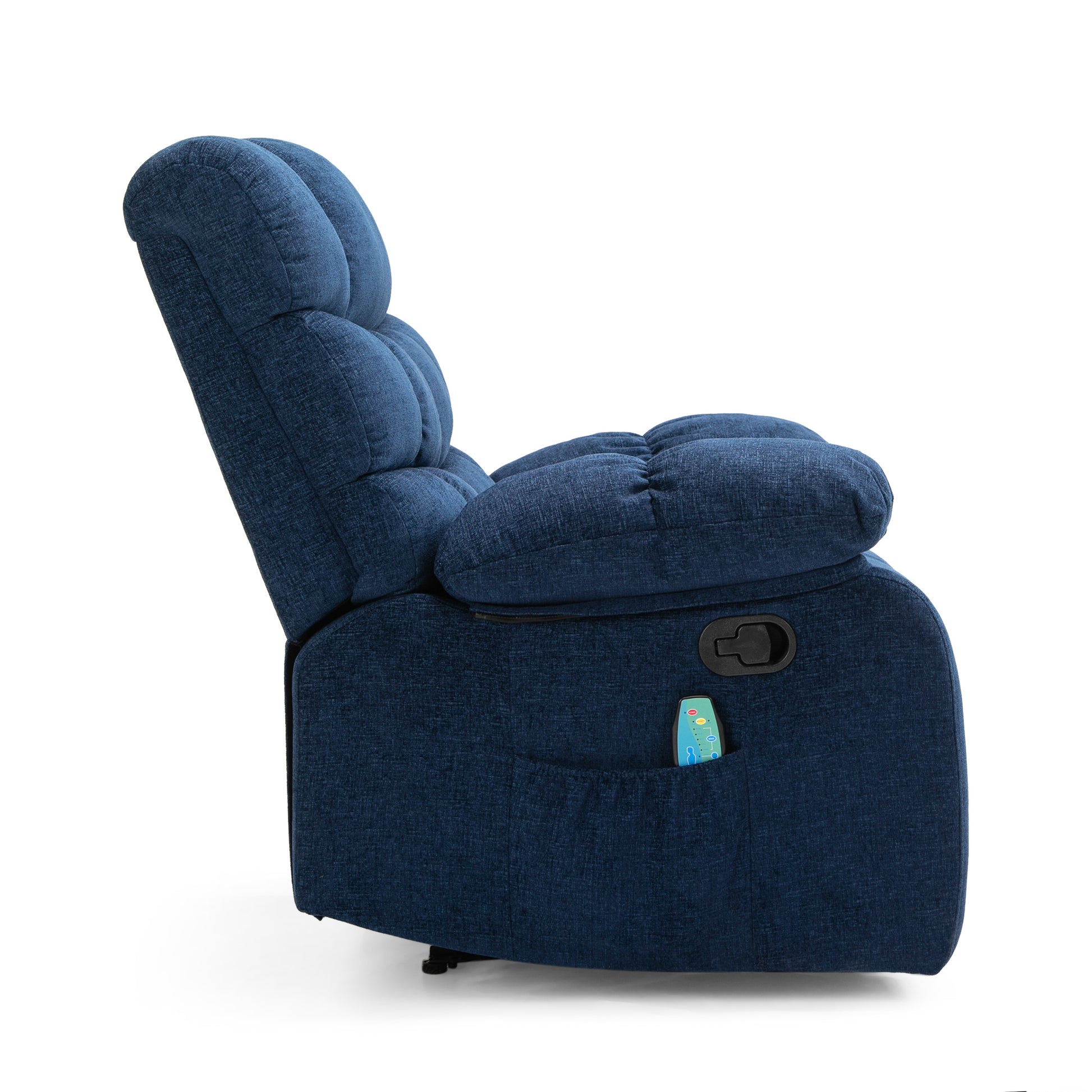 Massage Recliner Navy Blue Fabric