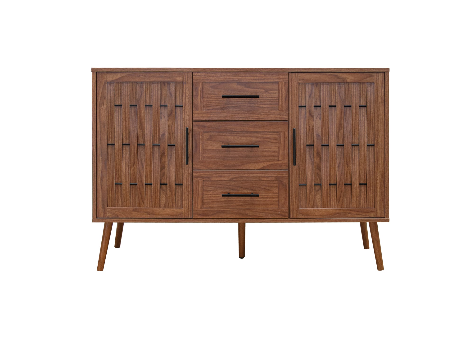 2 Door 3 Drawer Cabinet, Accent Storage Cabinet, Suitable For Living Room, Bedroom, Dining Room, Study Walnut Mdf