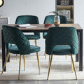 Dark Green Velvet Dining Chairs With Metal Legs And Hollow Back Upholstered Dining Chairs Set Of 4 Metal Dark Green Dining Room Foam Dry Clean Modern Dining Chairs Velvet