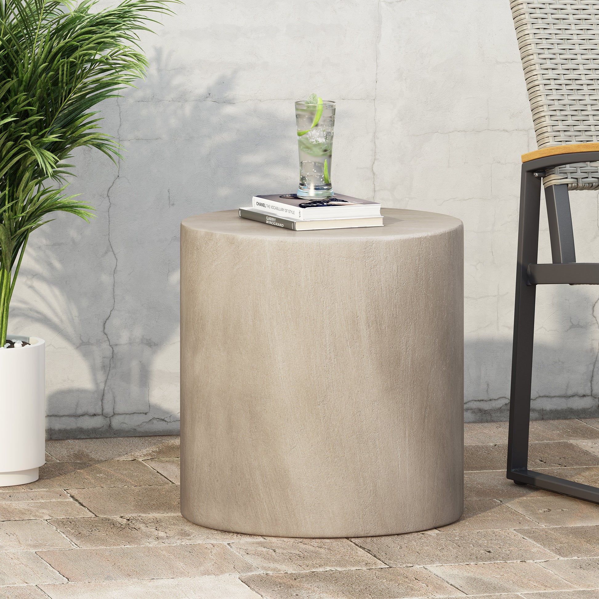 Light Concrete Side Table,Light Gray Light Grey Magnesium Oxide