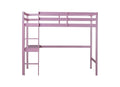 Twin High Loft Bed, Rubber Wood Loft Bed With Safety Guardrail, Built In Desk, Ladder,Pink Twin Pink Abs Rubber Steel Q235 ,Rubber Wood