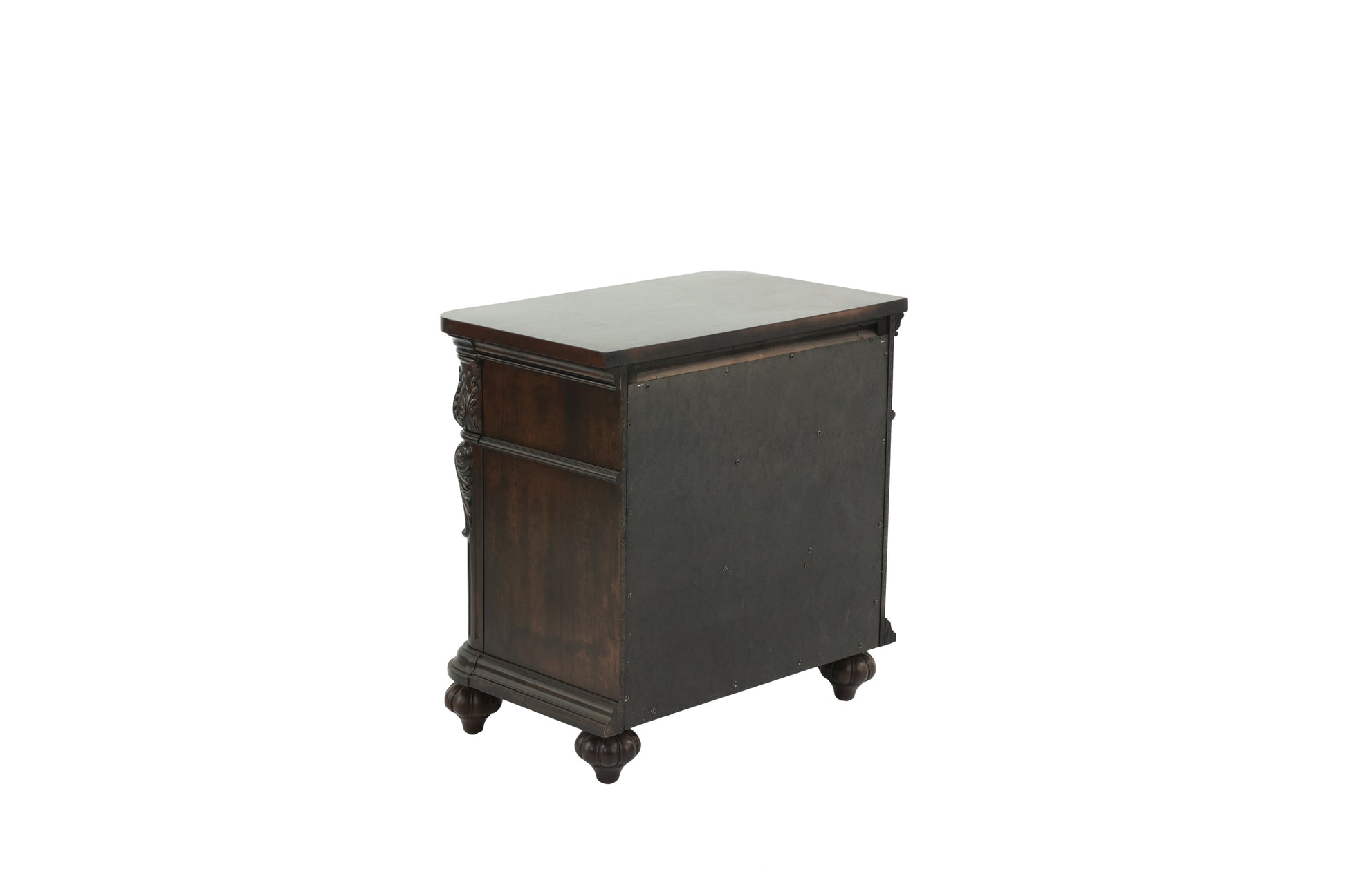 Traditional Antique Walnut 1Pc Nightstand Bedroom Furniture Cherry Veneer 2 Drawers Hanging Pull Bedside Table Walnut Brown 2 Drawers Bedroom Bedside Cabinet Contemporary,Traditional Easy Assembly Particle Board