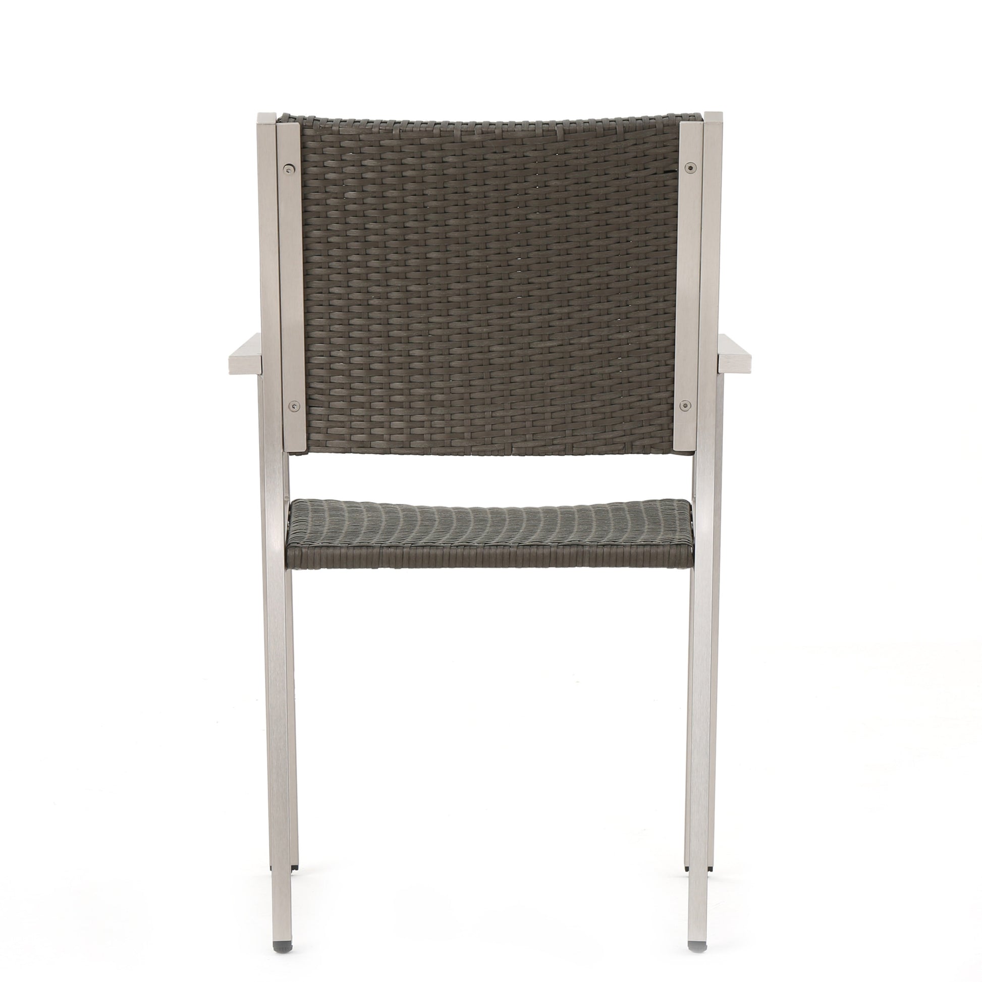 Cape Coral Outdoor Wicker Dining Chairs With Aluminum Frames, 2 Pcs Set, Grey Grey Aluminium