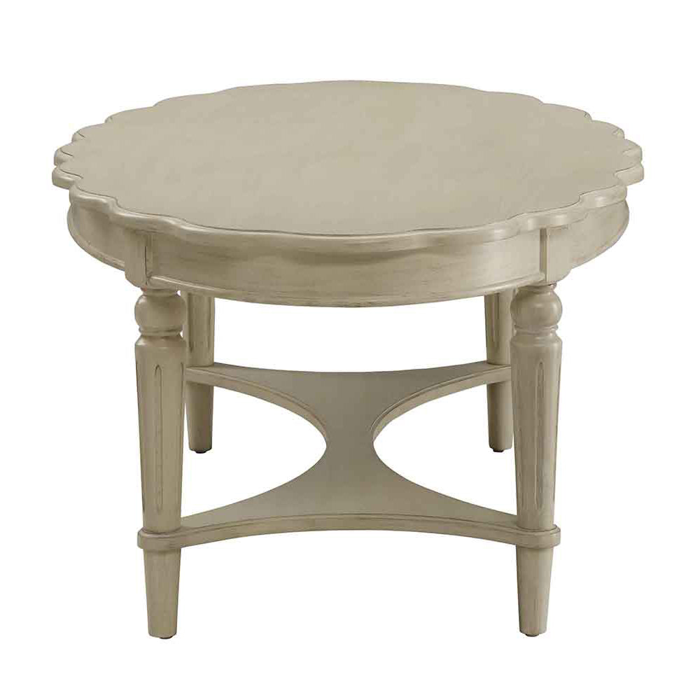 Antique White Coffee Table With Bottom Shelf Antique White Primary Living Space Traditional Oval Wood Metal