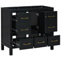 36'' Bathroom Vanity Without Sink, Solid Wood Frame Bathroom Storage Cabinet, Freestanding Vanity With 5 Drawers& Soft Closing Doors Not Include Basin Sink Black Bathroom Solid Wood Mdf