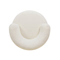Fuji 360 Swivel Low Barrel Back Accent Chair, Ivory White Boucle White Foam Boucle