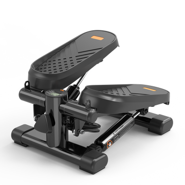 Home Office Exercise 330Lbs Capacity Mini Stepper With Resistance Bands And Lcd Monitor Black Steel