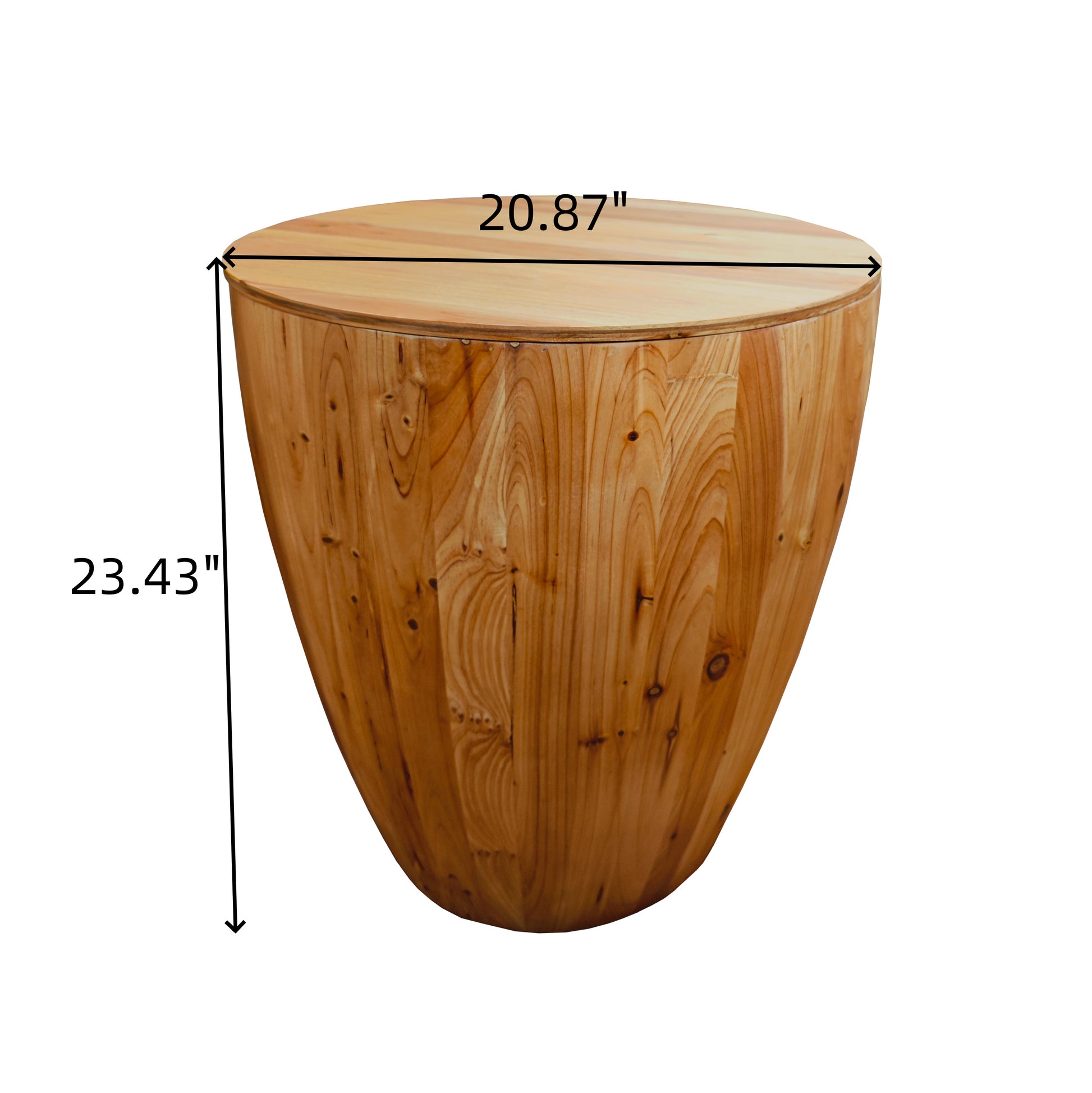 20.87"Vintage Style Bucket Shaped Coffee Table For Office, Dining Room And Living Room Same Sku:W75770649 Natural Solid Wood Mdf