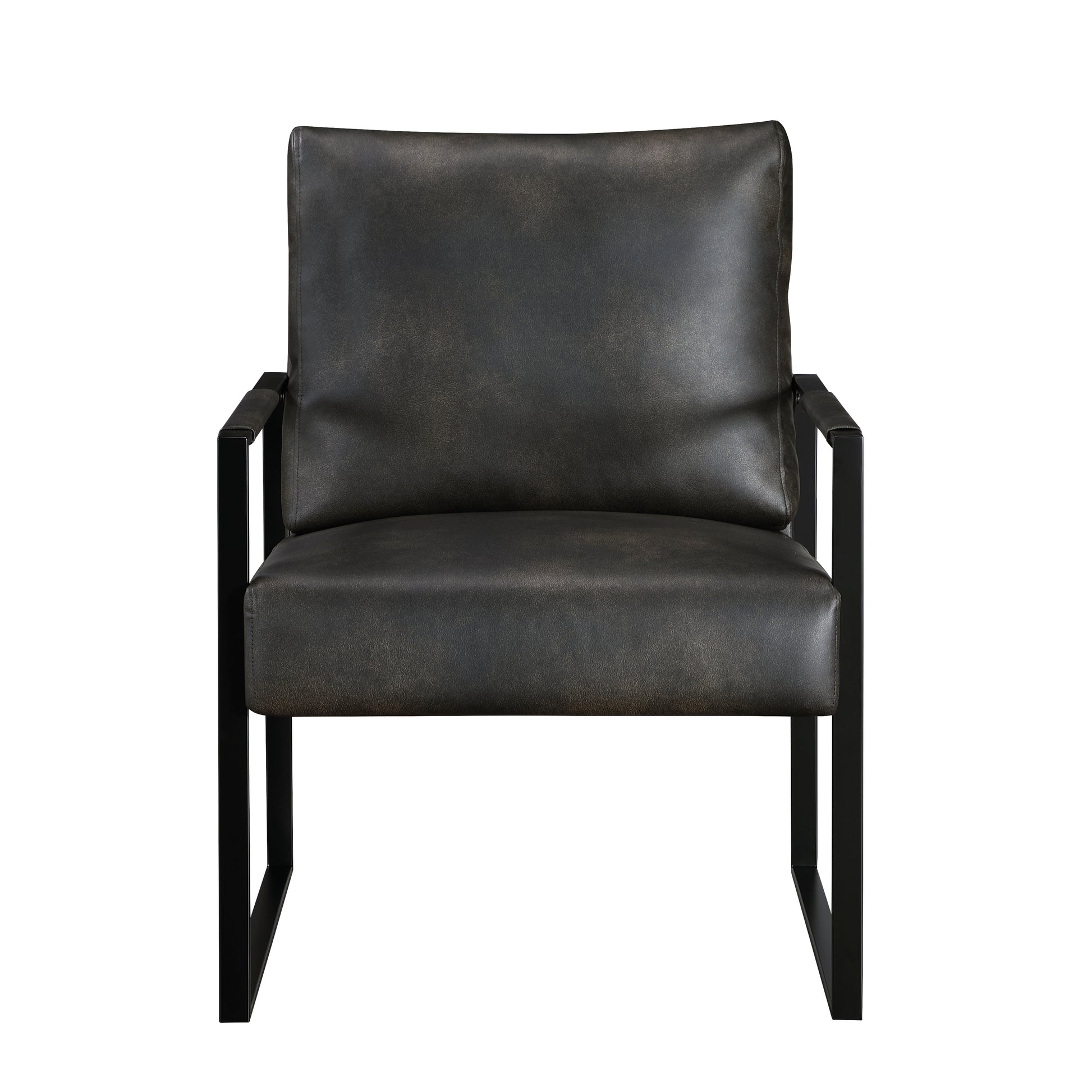 Modern Accent Chair Cushioned Seat Dark Gray Faux Leather Upholstery Black Metal Frame 1Pc Style Comfort Durability Elegance Look Dark Gray Primary Living Space Industrial,Mid Century Modern,Modern