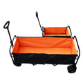 Big Large Capacity Folding Cart Extra Long Extender Wagon Cart Folding Wagon Garden Shopping Beach Cart Black Orange Black Steel