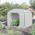 Outsunny 7' X 7' X 6' Portable Walk In Greenhouse, Pop Up Setup, Outdoor Garden Hot House, Hobby Greenhouse Tent With Zipper Door For Growing Flowers, Herbs, Vegetables, Saplings, Succulents, White White Steel