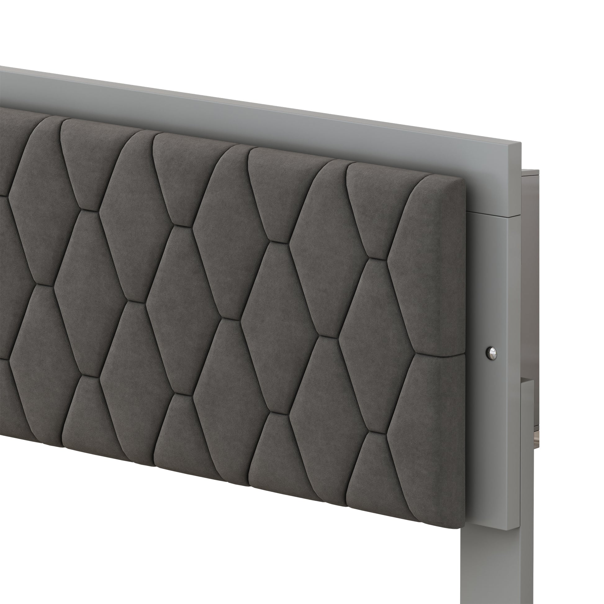 Queen Size Upholstered Bed With Led Lights,Modern Platform Bed With Velvet Headboard,Grey Queen Grey Mdf