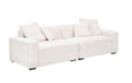 104.72 Inch 4 Seat Large Sofa With 4 Throw Pillows, Living Room Sofa Beige Corduroy Fabric Beige Corduroy 3 Seat