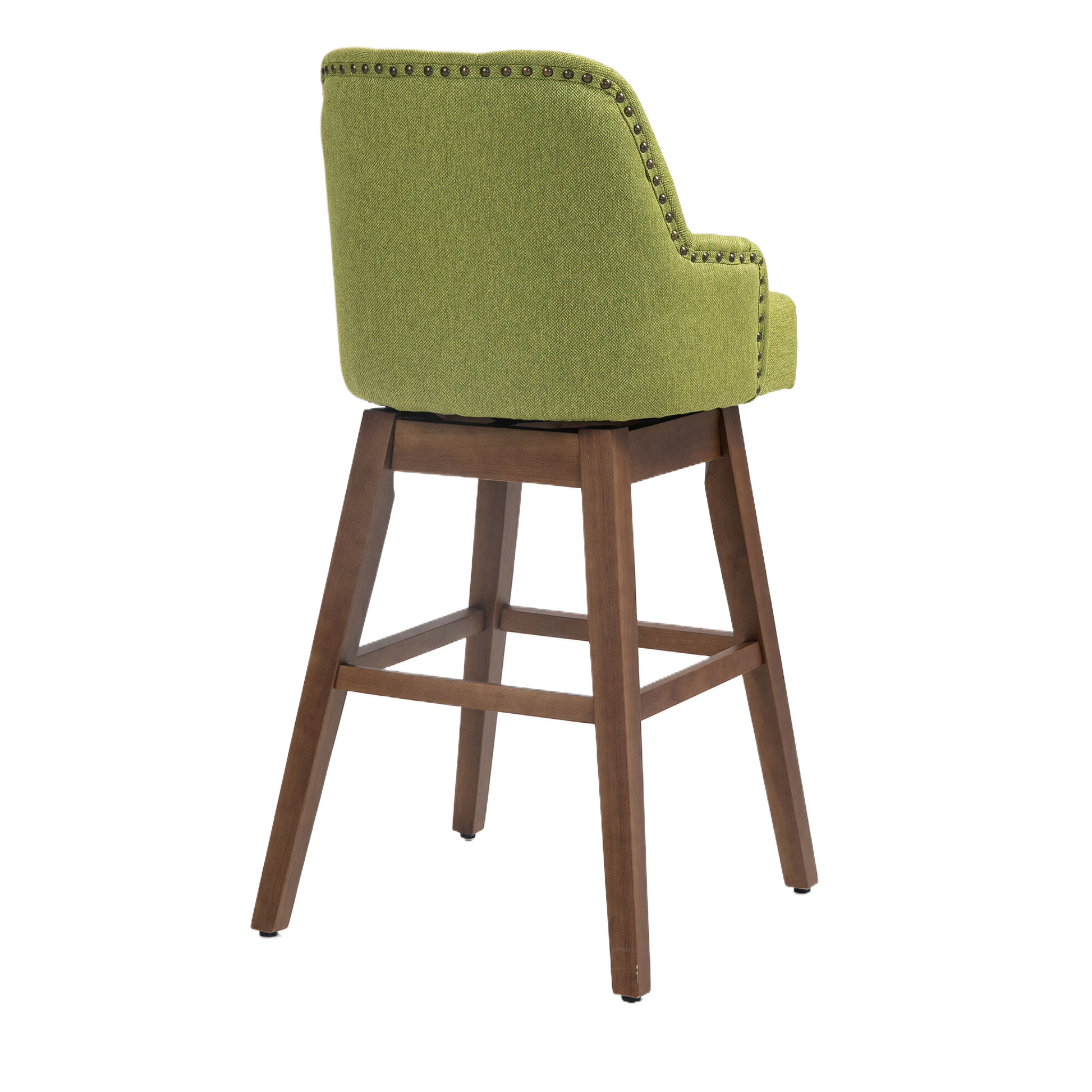 Coolmore Bar Stools Set Of 2 Counter Height Chairs With Footrest For Kitchen, Dining Room And 360 Degree Solid Wood Legs Swivel Bar Stools Set Of 2 Olive Linen Olive Foam Linen