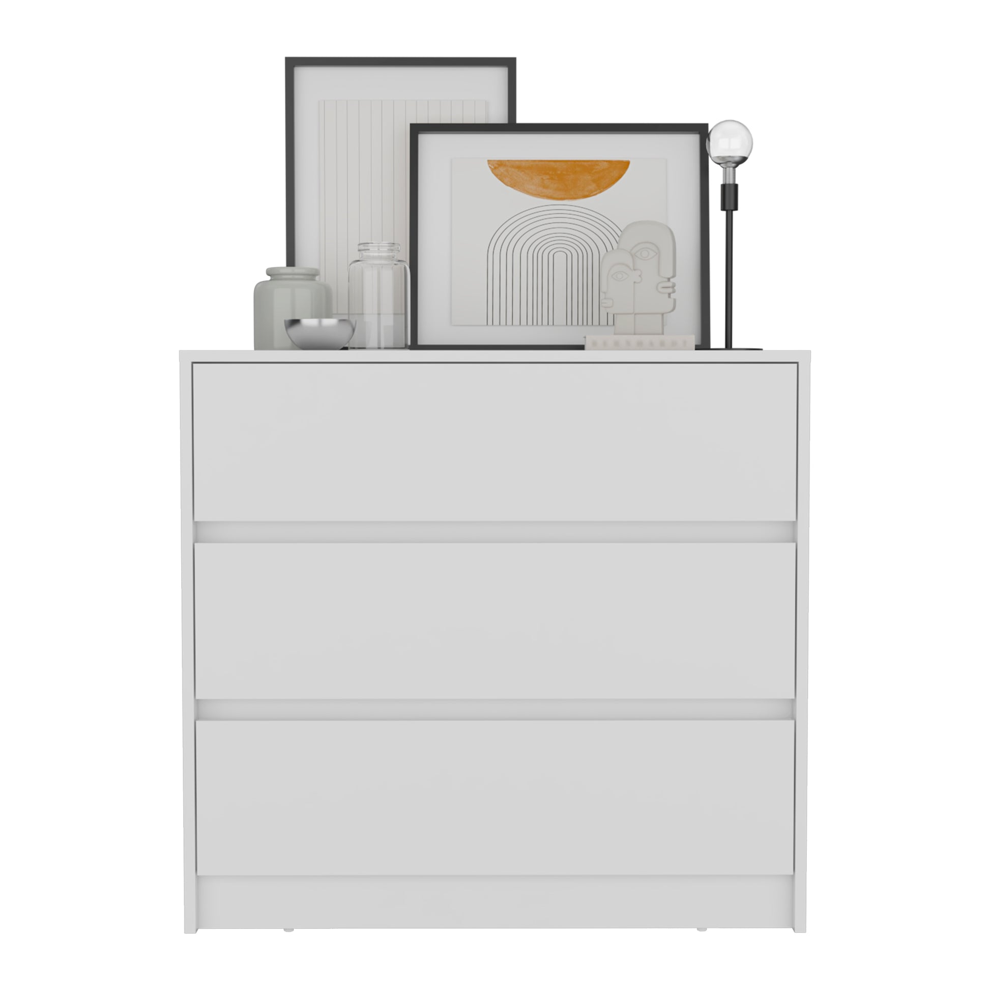 Dresser 31"H, 3 Drawers, Chest Of Drawers, White White Bedroom Modern Particle Board Particle Board