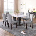Linen Tufted Dining Room Chairs Set Of 6, Accent Diner Chairs Upholstered Fabric Side Stylish Kitchen Chairs With Solid Wood Legs And Padded Seat Gray Gray Espresso American Design,Classic,Mid Century Modern Wood Fabric