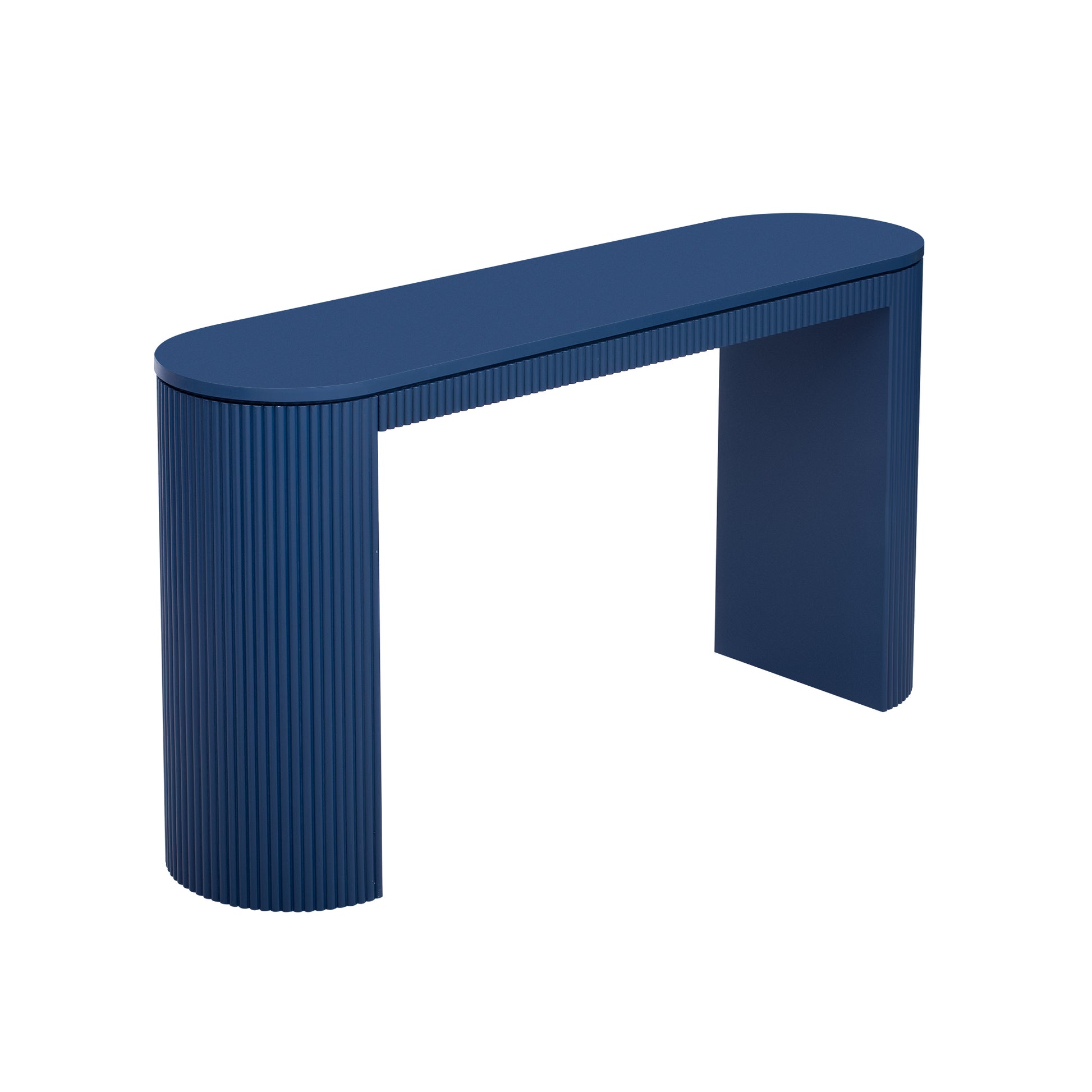 Curved Design Console Table With Unique Vertical Stripe Design ,Suitable For Living Room,Study And Entrance Navy Mdf