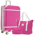 Hardshell Luggage Sets With Bags Lightweight Suitcase Double Spinner Wheels With Tsa Lock ,Single Vintage Luggage 28 In,Pink Pink Abs