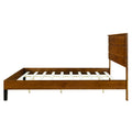 Mid Century Modern Solid Wood Bed Frame King Size Platform Bed With Three Piece Headboard Design, No Box Spring Needed, Brown King Brown Pine