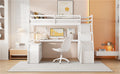 Full Size Loft Bed With 7 Drawers 2 Shelves And Desk White Full White Plywood