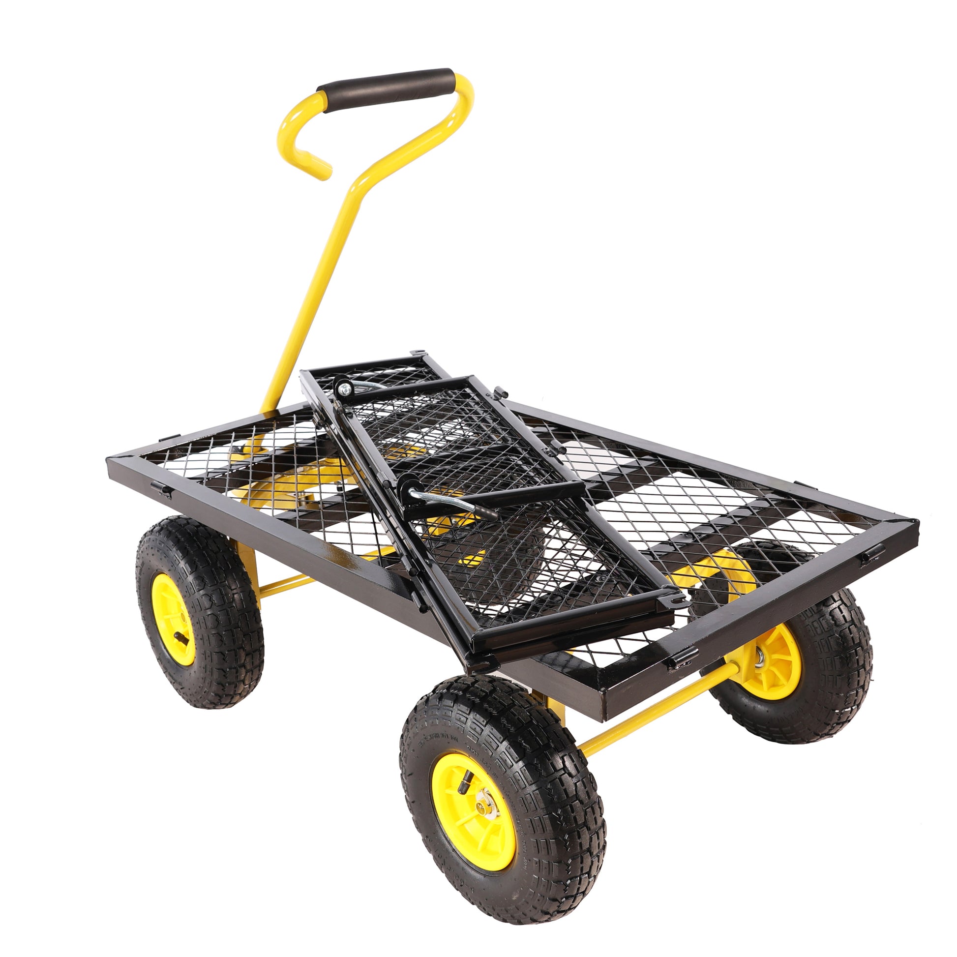 Wagon Cart Garden Cart Trucks Make It Easier To Transport Firewood Yellow Black Black Garden & Outdoor Metal