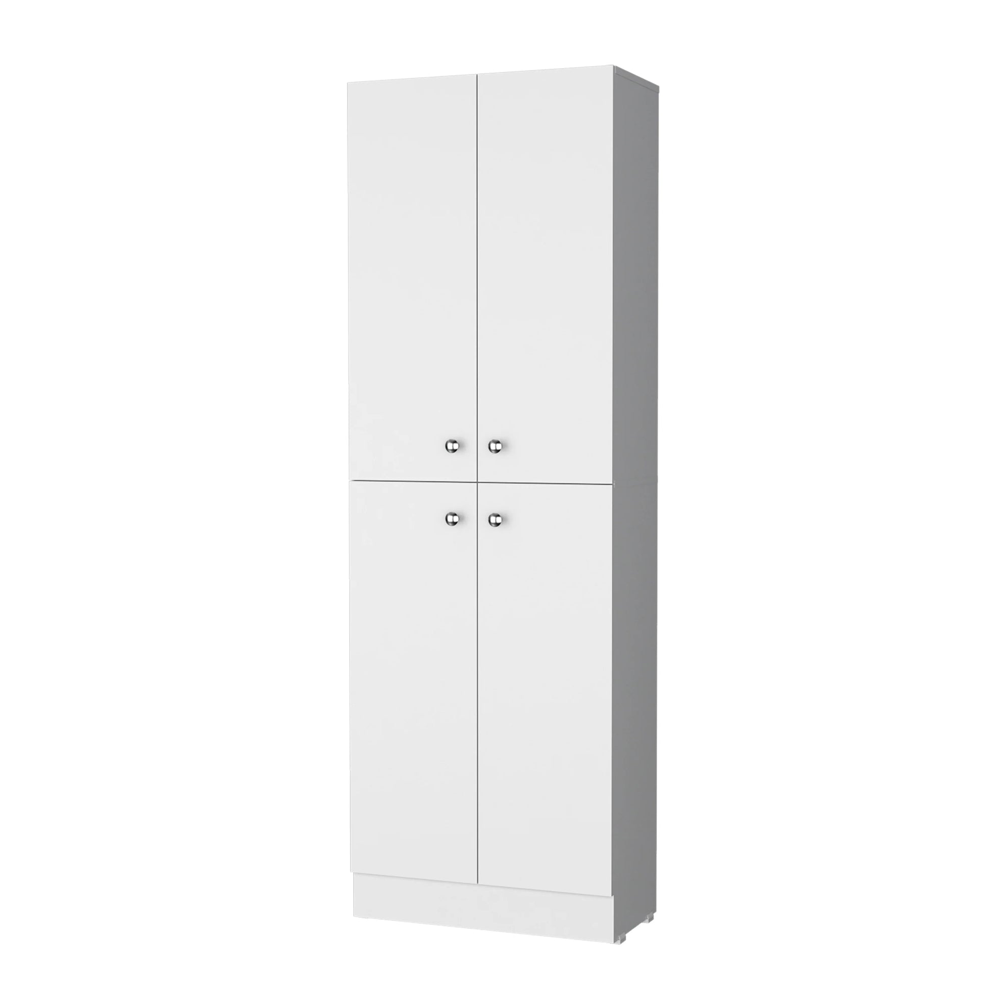 White Pantry Cabinet With 4 Doors And 5 Hidden Shelves White White Shelves Included Wood