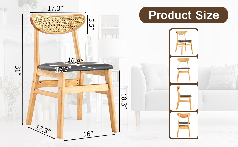 4 The Stylish And Durable Solid Wood Dining Chair, Small Curved Back, Pu Cushion, And Beautiful Shape Match Perfectly With Any Room And Everyday Use Wood Set Of 4 Or More Rubber Wood