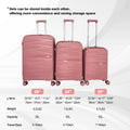 Hardside Luggage Sets 3 Pieces, Expandable Luggages Spinner Suitcase With Tsa Lock Lightweight Carry On Luggage 20Inch 24Inch 28Inch Rose Gold Polypropylene