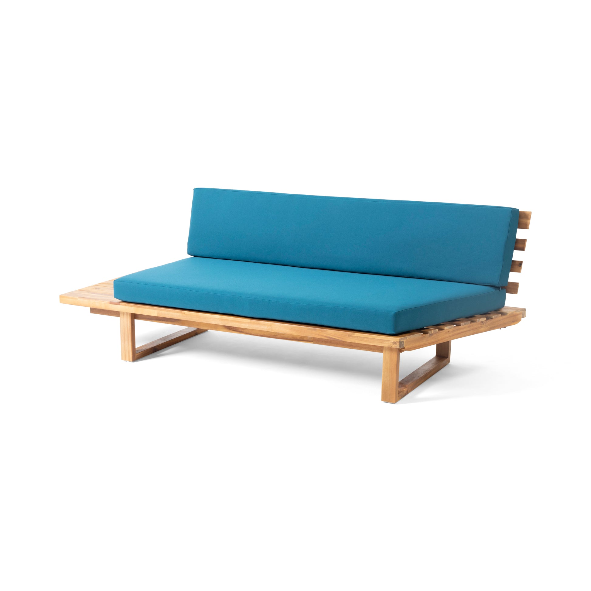 Mirabelle 2 Seater Sofa Left, Teal Teal Acacia Wood