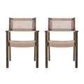 Braided Dining Chair Light Brown Set Of 2 Grey,Light Brown Acacia Wood,Rope