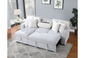 Ford Light Grey White Reversible Pull Out Sofa Bed Light Gray Fabric 3 Seat