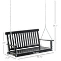 Outsunny 2 Seater Hanging Porch Swing Outdoor Patio Swing Chair Seat With Slatted Build And Chains, 440Lbs Weight Capacity, Black Black Wood