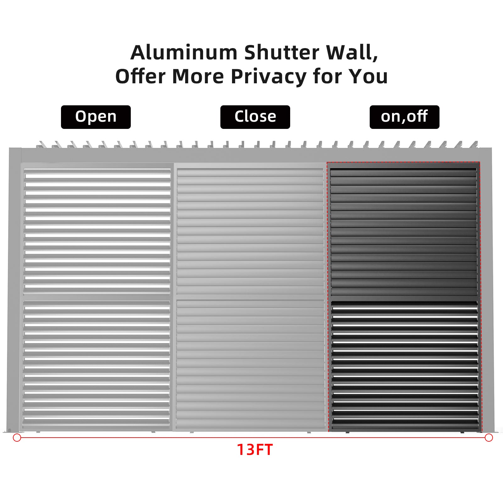 Louver Grille 1 3 13Ft Aluminum Frame & Louvers Black Aluminium